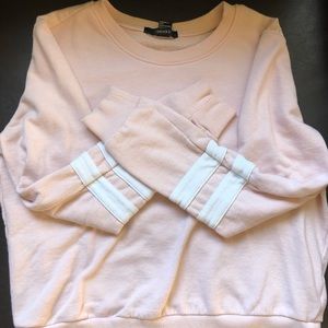 Forever 21 Varsity Stripe Light Pink Sweatshirt